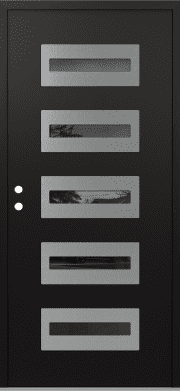 Modern Front Door Diamond D4 36 x 80 black_black mirrored Glass Panel stainless steel Door