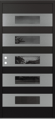 Modern Front Door Diamond D5 black_black mirrored Glass Panel stainless steel Door