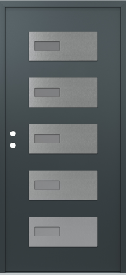 Modern Front Door Diamond D7 anthracite_anthracite frosted Glass Panel stainless steel Door