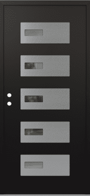 Modern Front Door Diamond D7 black_black clear Glass Panel stainless steel Door