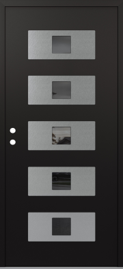 Modern Front Door Diamond D8 black_black mirrored Glass Panel stainless steel Door