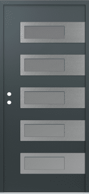 Modern Front Door Diamond D3 36" x 80" anthracite/anthracite frosted Glass Panel stainless steel