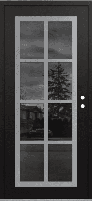 Modern Front Door Diamond C16 36" x 80" black/black mirrored Glass Panel stainless steel