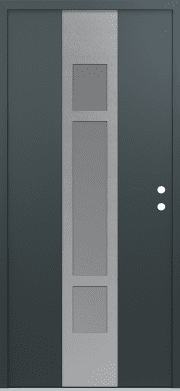 Modern Front Door DIAMOND A9 36" X 80" ANTHRACITE/ANTHRACITE FROSTED GLASS PANEL STAINLESS STEEL
