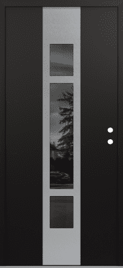 Modern Front Door DIAMOND A9 36" X 80" BLACK/BLACK MIRRORED GLASS PANEL STAINLESS STEEL