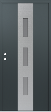 Modern Front Door DIAMOND A7 36" X 80" ANTHRACITE/ANTHRACITE FROSTED GLASS PANEL STAINLESS STEEL