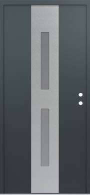 Modern Front Door DIAMOND A6 36" X 80" ANTHRACITE/ANTHRACITE FROSTED GLASS PANEL STAINLESS STEEL