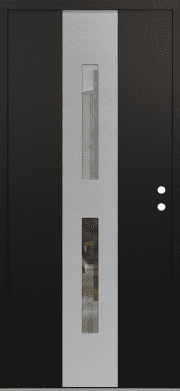 Modern Front Door DIAMOND A6 36" X 80" BLACK/BLACK CLEAR GLASS PANEL STAINLESS STEEL