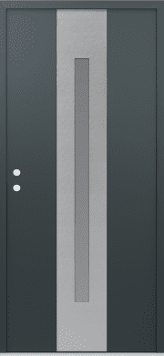 Modern Front Door DIAMOND A2 36" X 80" ANTHRACITE/ANTHRACITE FROSTED GLASS PANEL STAINLESS STEEL