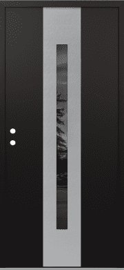 Modern Front Door DIAMOND A2 36" X 80" BLACK/BLACK MIRRORED GLASS PANEL STAINLESS STEEL
