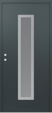 Modern Front Door DIAMOND A11 36" X 80" ANTHRACITE/ANTHRACITE FROSTED GLASS PANEL STAINLESS STEEL