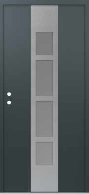 Modern Front Door DIAMOND A10 36" X 80" ANTHRACITE/ANTHRACITE FROSTED GLASS PANEL STAINLESS STEEL