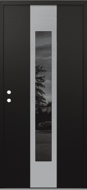 Modern Front Door DIAMOND A1 36" X 80" BLACK/BLACK MIRRORED GLASS PANEL STAINLESS STEEL