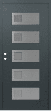 Modern Front Door Diamond D2 36" x 80" anthracite/anthracite frosted Glass Panel stainless steel