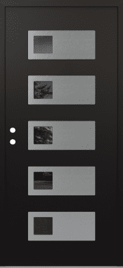 Modern Front Door Diamond D2 36" x 80" black/black mirrored Glass Panel stainless steel
