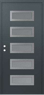 Modern Front Door Diamond D1 36" x 80" anthracite/anthracite frosted Glass Panel stainless steel