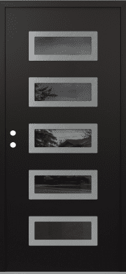 Modern Front Door Diamond D1 36" x 80" black/black mirrored Glass Panel stainless steel